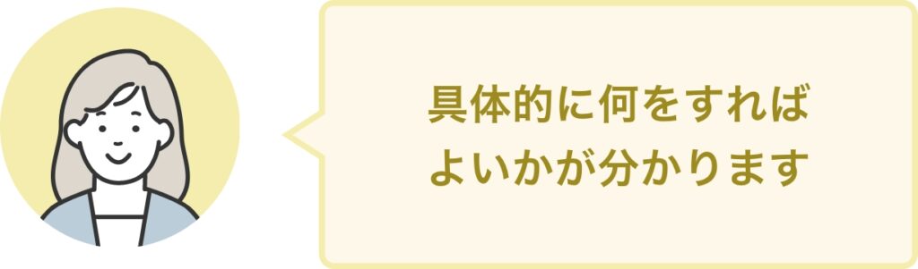 具体的に何をすれば よいかが分かります